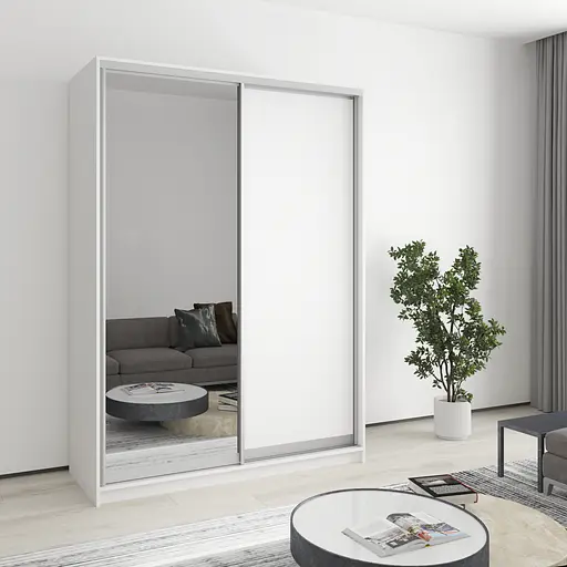 Шафа-купе дводверна MebelStar Стандарт AL ДСП/Дзеркало 150x60x210 см Аляска білий (MBS-2410)