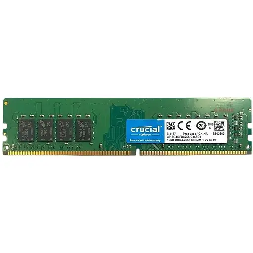 Оперативна пам'ять Crucial DDR4 16GB 2666MHz 2Rx8 PC4-21300, non-ECC Unbuffered Б/В