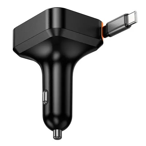 Адаптер автомобильный HOCO Guardian car charger with retractable cable NZ18 |1USB/1Type-C, 65W/3A, PD/QC| - фото 3