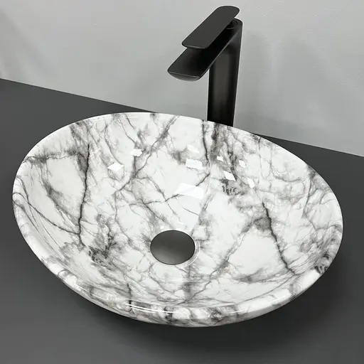 Умивальник VBI Parma statuario black veins накладний VBI-011009, Сірий - фото 3