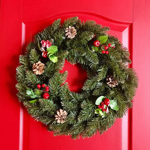 Рождественский венок Hvoya Elegant из искусственной хвои с зеленым декором 50 см - фото 5