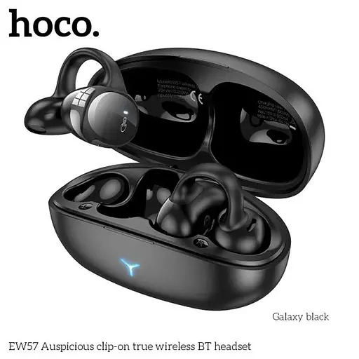 Наушники Hoco EW57 Auspicious clip-on true wireless BT headset |BT5.3, 70/450mAh, 11h| black - фото 2