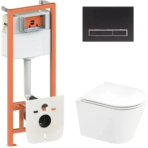 Набір Q-tap Nest 4 в 1 підвісний унітаз Scorpio Ultra Quiet 520x365x365 + комплект інсталяції QT1433053EUQW45167 - фото 1