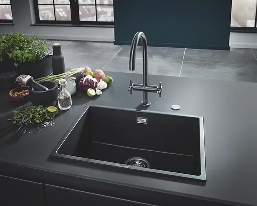 Кухонна мийка Grohe Granite Black 610 x 457 мм 31655AP0, Чорний - фото 7