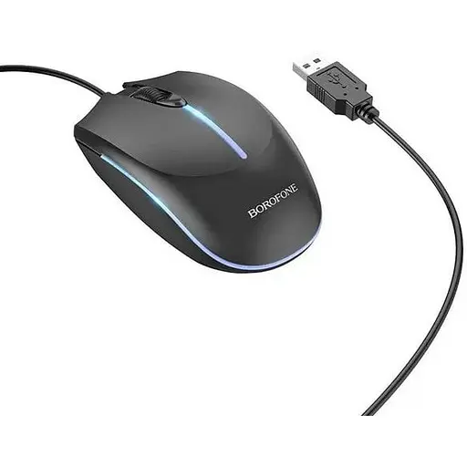 Миша Borofone BG10 Soaring game luminous wi червоний mouse чорний - фото 1