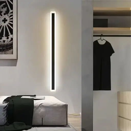 Сучасні лінійні бра в чорному корпусі 100 см Арт. WB 19/1000 BK Line F - фото 2