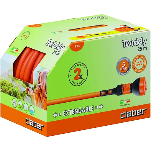 Шланг поливальний пружинний 1/2" TWIDDY 25м, з конекторами і розпилювачем