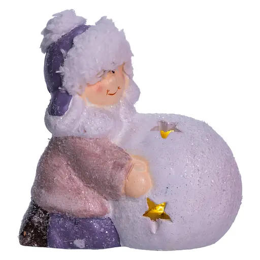 Новорічна фігурка з підсвіткою Дівчинка зі сніговою кулею з порцеляни 11×7×12 см Yiwu CR-5-10 - фото 4