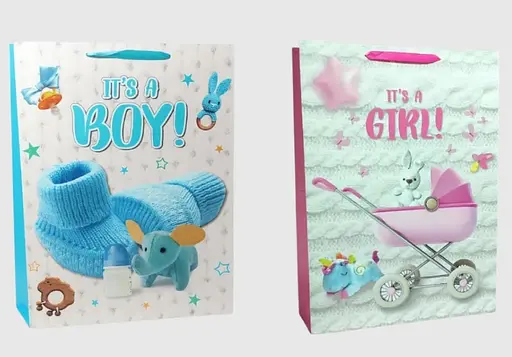 Подарочный пакет картонный, 200 г/м², Baby, 40x55x15 см, 2 шт. в упаковке (в ассортименте)