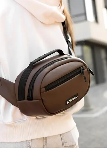 Сумка через плечо женская бананка Sambag Flex шоколад 30×17×10 см (85351020) - фото 2