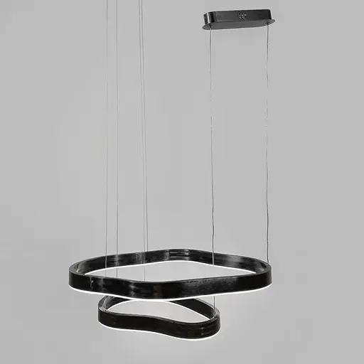 Ефектна чорна люстра на 2 яруси 65х55 см та 45х30 см | Арт. PCL006-600*400 BK | Line F - фото 5