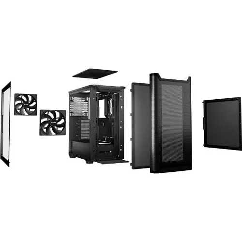 Корпус be quiet Pure Base 501, Airflow Black, Midi Tower, без БЖ, RGB, для ATX, Micro ATX, Mini ITX, Type-C, 2xUSB 3.2, макс. CPU-178 мм/VGA-368 мм, 2x140 мм Pure Wings 3, боковая панель из закаленного стекла BGW74 - фото 1