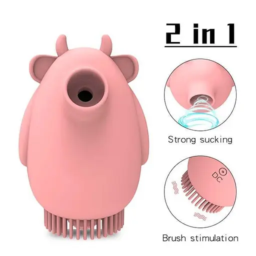 "Бычок" USB вакуумный вибратор-вуманайзер двусторонний для стимуляции клитора Розовый K000736 - фото 2