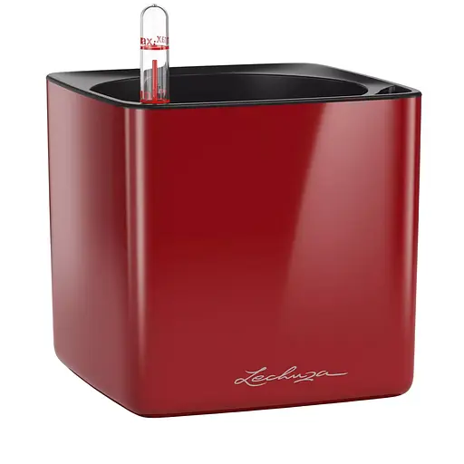 Вазон Lechuza Cube Glossy 14 червоний (13512)