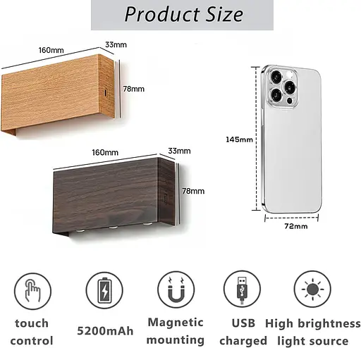 Бездротовий світлодіодний настінний світильник LZGS Go Swing Bands з акумулятором ємністю 5000 мАг та сенсорним перемикачем - фото 2