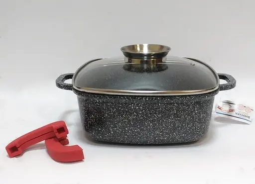 Кастрюля Bohmann BH-2428 MRB с антипригарным покрытием, двойным дном из литого алюминия с крышкой - фото 3