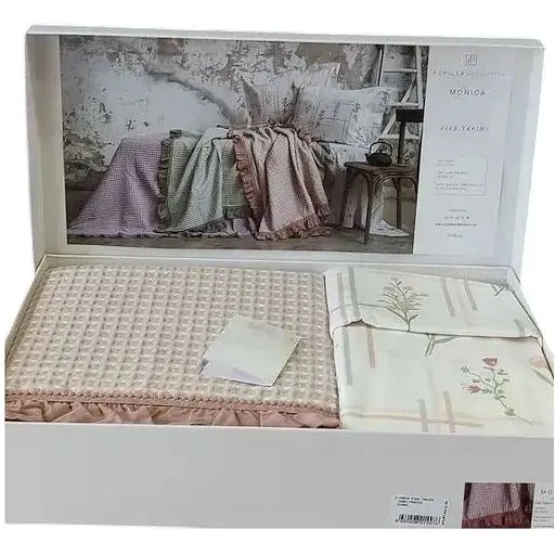 Постельное белье с вафельным покрывалом Pupilla Monica Pudra Pupilla pbe0051429 - фото 1