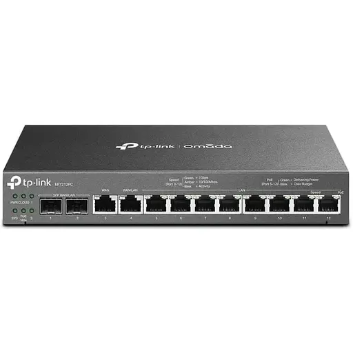 Мультисервисный маршрутизатор TP-Link ER7212PC 8xGE LAN (8xPoE), 1xGE WAN, 1xGE WAN/LAN, 2xGE SFP WAN/LAN, 110 Вт - фото 1