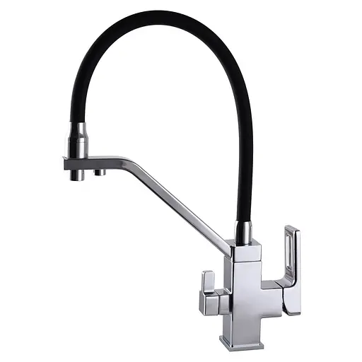 Змішувач для кухні під осмос Globus Lux PIANO GLPN-0900-01 хром чорний для фільтрації води з гофрою з латуні - фото 3
