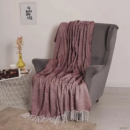 Плед бавовняний Vladi Валенсія Антоніо 140х200 біло-бордовий (1025) - фото 1