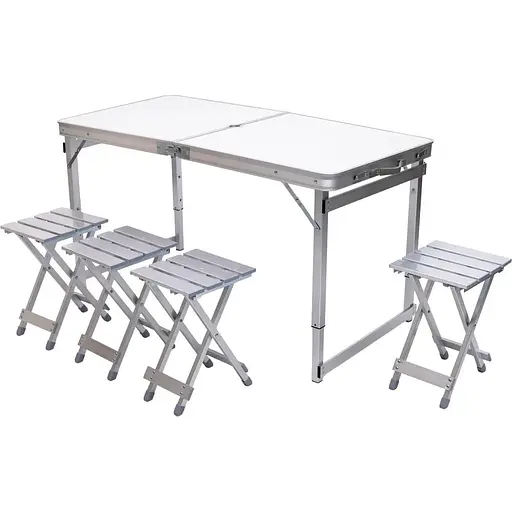Набір меблів для пікніка Lugi посилений стіл та 4 стільці 120х60х75/65/55 см білий JY-12061W - фото 1