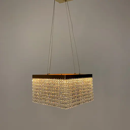 Неймовірна кришталева квадратна люстра з золотим обводком h25 Line.F Діаметр 30см - фото 6