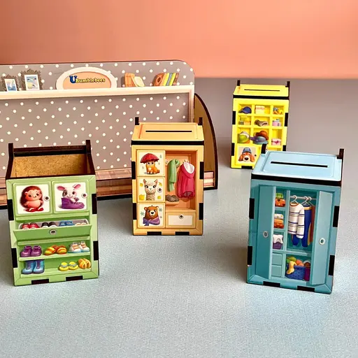 Настольная игра Ubumblebees Шкафы с одеждой PSD061 сортер-комодик деревянная - фото 4