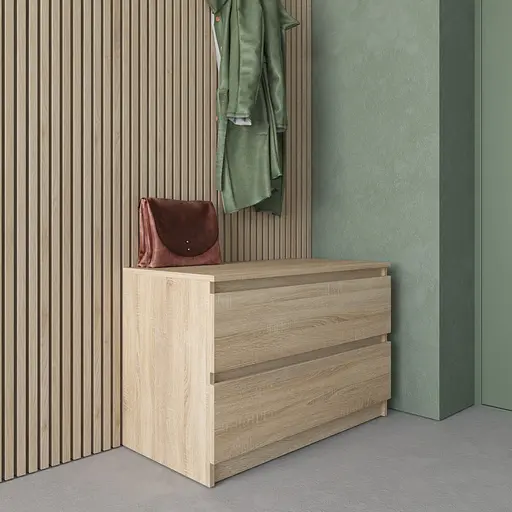 Комод Vays R-19 Дуб Сонома, 2 шухляди без ручок, ЛДСП, 80×40×53 см - для передпокою, спальні, вітальні