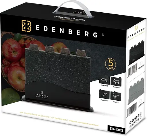 Набір обробних дошок Edenberg чорні 4 предмети з підставкою (EB-11983) - фото 2