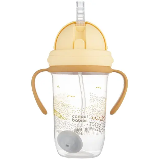 Кружка непроливайка Canpol babies Mountains с трубочкой и утяжелителем 270 мл бежевая (56/620_bei)