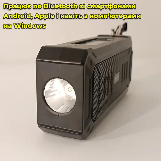 Багатофункціональний портативний FM радіоприймач / Bluetooth-колонка з акумулятором, сонячна панель. MP3-плеєр USB / microSD - фото 10