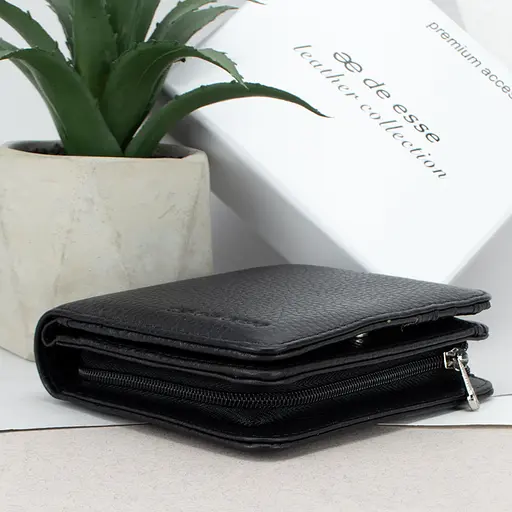 Гаманець жіночий шкіряний De Esse LC89011-F9901 маленький чорний - фото 6