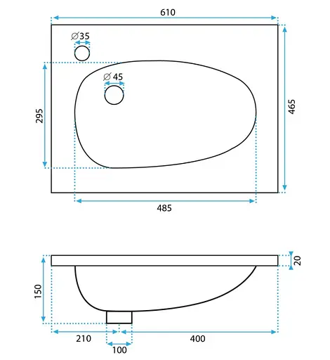 Умивальник Rea Selena 60 white врізний REA-U6020, Білий - фото 6