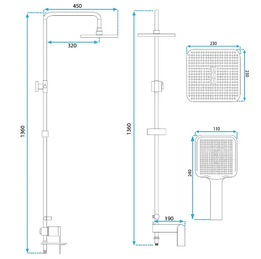 Душова система Rea Storm gun grey з виливом REA-P9534, Графіт - фото 6