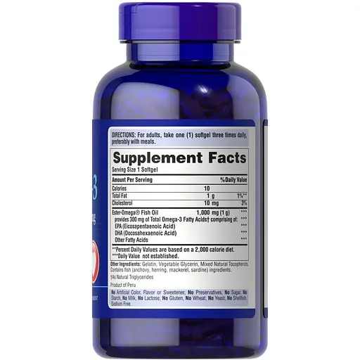 Жирные кислоты Puritan's Pride Omega 3 Fish Oil 1000 mg, 250 капсул - фото 2