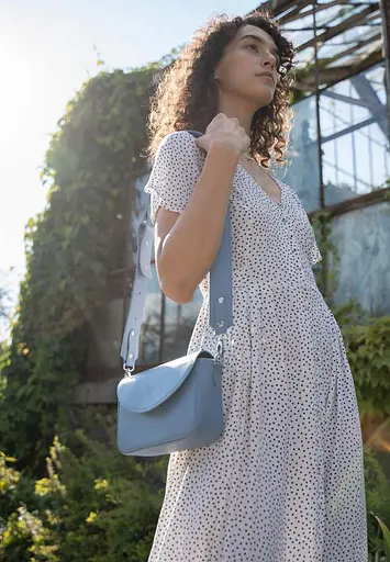 Жіноча шкіряна сумка Molly блакитна - фото 4