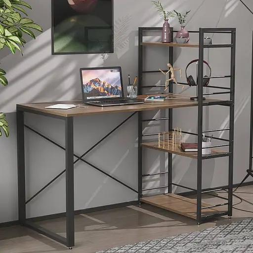 Письменный стол Ferrum-decor Серии Конект с этажеркой 75x120x60 черный ДСП Дуб Сонома Трюфель 16мм (FRD-104223)