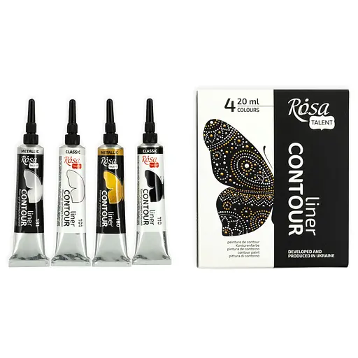 Набір контурів універсальних Rosa Talent класичні кольори та металіки 4х20 мл - фото 2