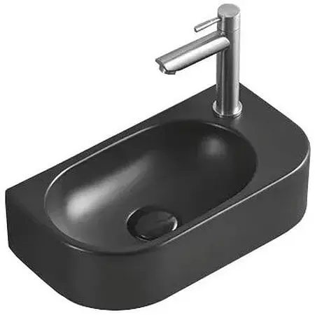 Умивальник Mexen Viera 40 black matt лівий накладний підвісний MEX-21274085L, Чорний матовий - фото 1