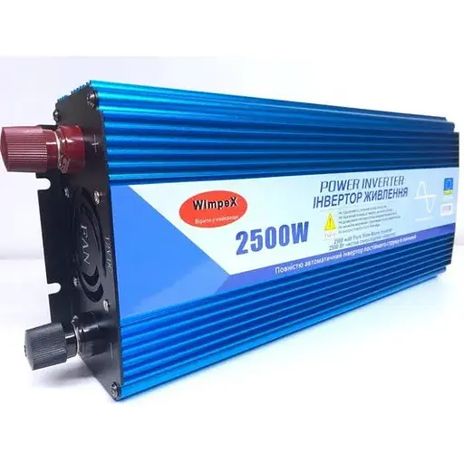 Преобразователь постоянного тока Power Inverter Wimpex авто инвертор 12В-220В WX-2510 2500W Синий - фото 1