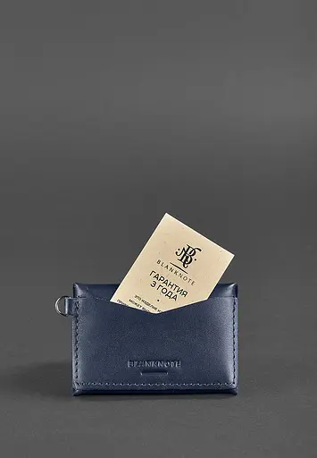 Кожаная монетница с клапаном 1.0 темно-синяя - фото 5