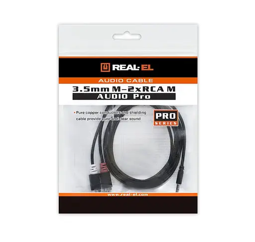 Готовий аудіо кабель miniJack 3,5 Stereo - 2xRCA REAL-EL Audio Pro Series 1,8 м - фото 3