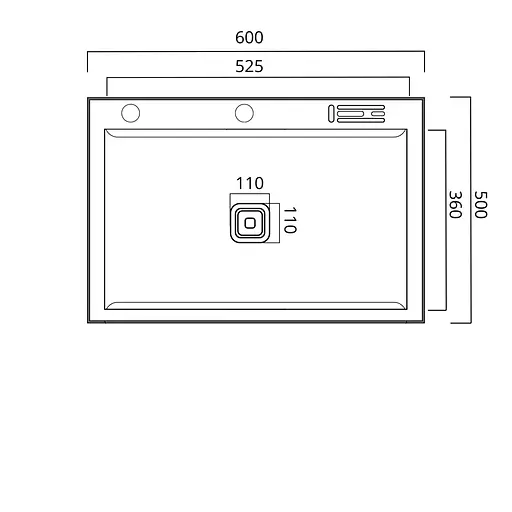 Кухонная мойка 60x50 PVD черная Platinum Handmade с подставкой для ножей, Черный - фото 2