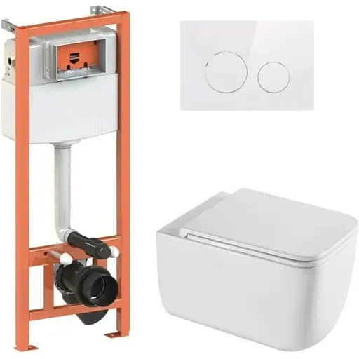 Набір Q-tap Nest 4 в 1 підвісний унітаз Gemini Ultra Quiet 530х365х373 + комплект інсталяції QT2533076EUQW46156 - фото 1