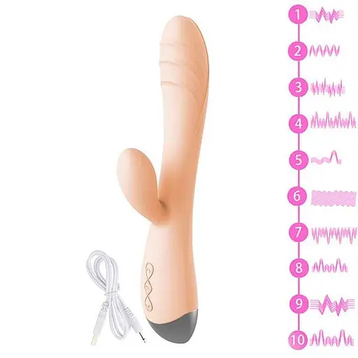 Смарт вибратор-кролик с USB зарядкой 21 см для клитора и точки G Розовый - фото 5