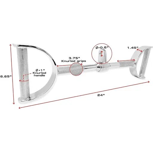 Ручка для верхньої тяги York Fitness 60см з паралельним хватом пряма, хром - фото 7