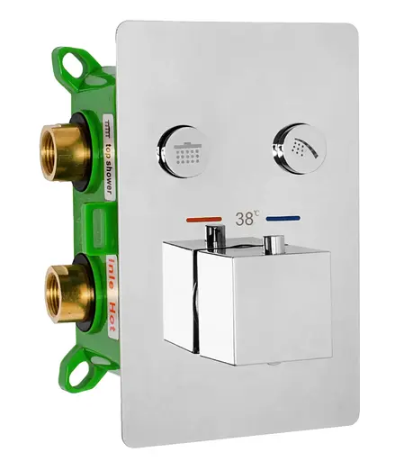 Душевая система скрытого монтажа Rea Davis с термостатом хром REA-P6356, Хром - фото 2