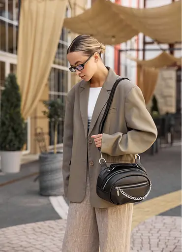 Сумка через плечо женская бананка Sambag Pure черная 30×17×10 см (85515001) - фото 2