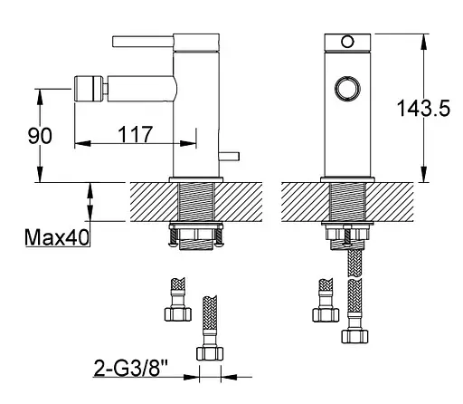 Смеситель для биде Kohlman Axel graphite QB130AG Графит - фото 2