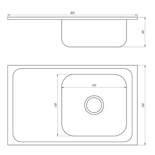 Мойка кухонная Mira MR 8050 RE Right прямоугольная 800х500х180 мм Satin 30412 - фото 2